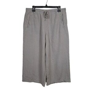 Artisan NY Womens Wide Leg Crop Pants Large High Rise Linen Stretch